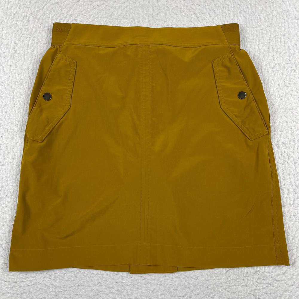 Athleta Vienna Cargo Skort Womens 6 Mustard Yellow Snap Pockets Hiking Travel